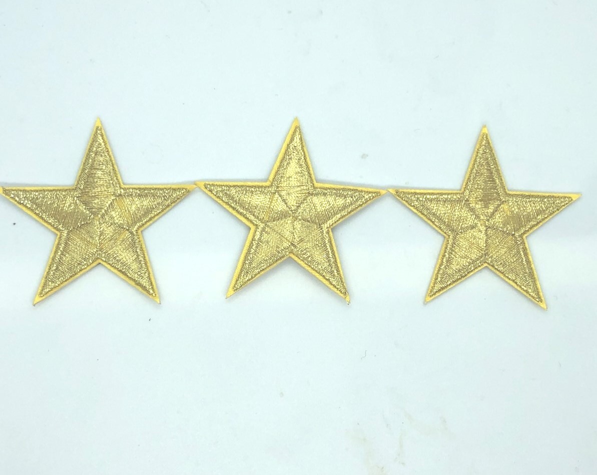 3 pack  gold  star applique patch   2 " ( Iron on)