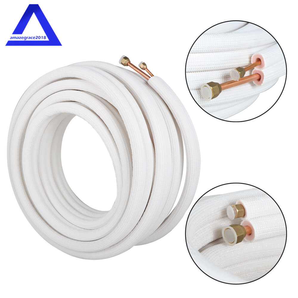 1/4" - 3/8" Dia. Pipe Install Kit For Mini Split Heat Pump Systems 50 Feet White