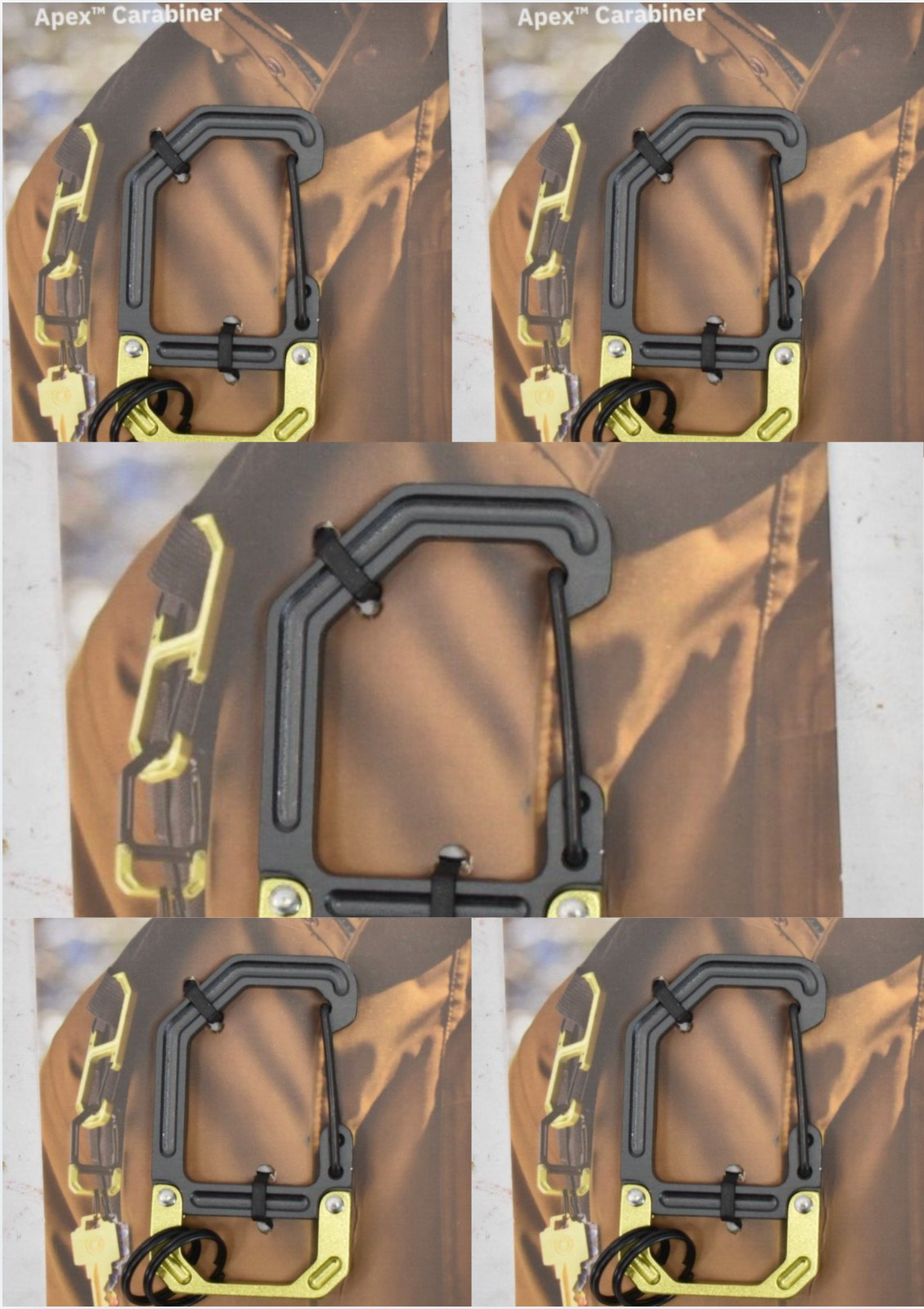 5 Pack Minute Key Apex Carabiner Black/Green Keychain Tool Aluminum 9976651