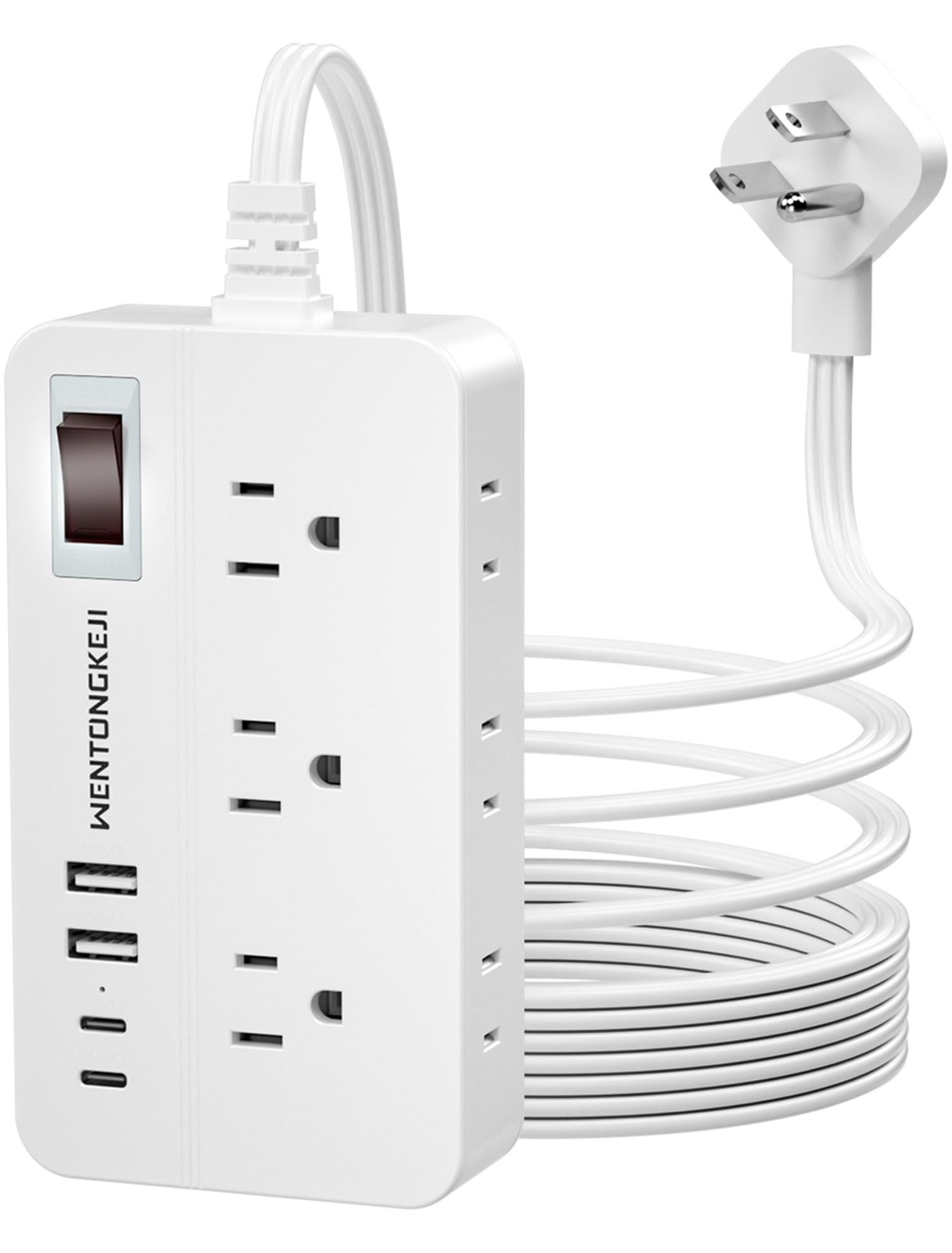 Surge Protector Power Strip - 5Ft Braided Extension Cord Flat Plug with 6 Out...