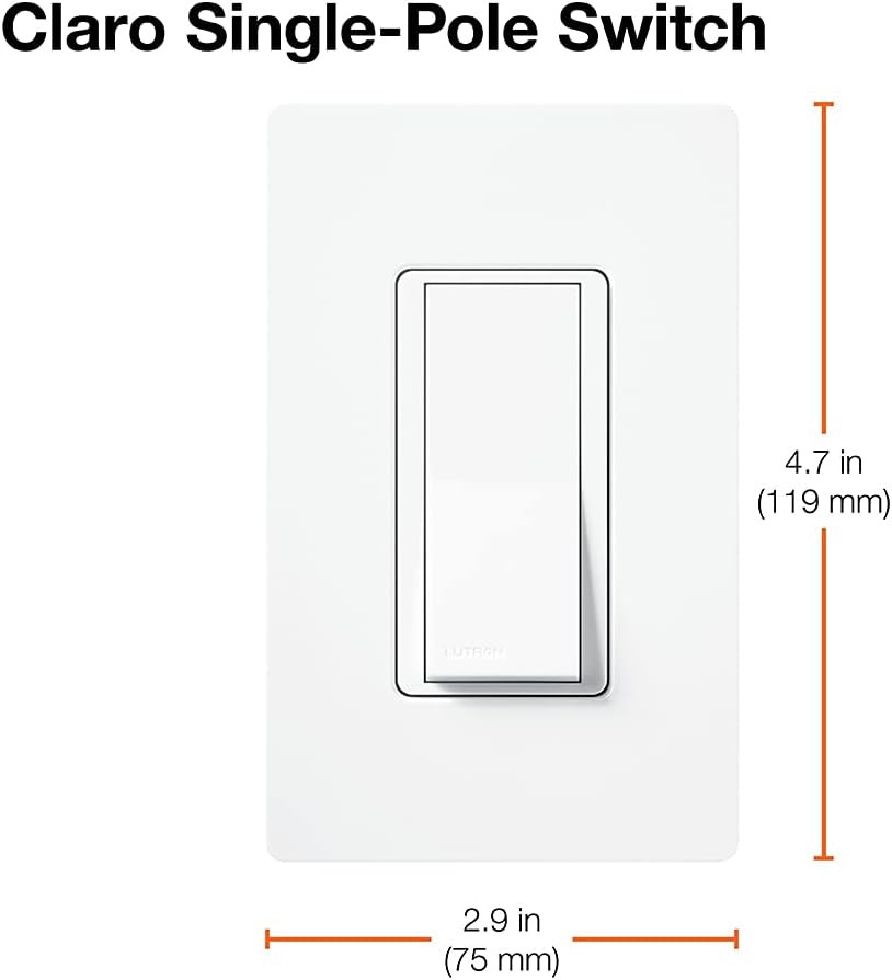 Claro 15 Amp Single-Pole Paddle Switch, CA-1PS-LA, Light Almond