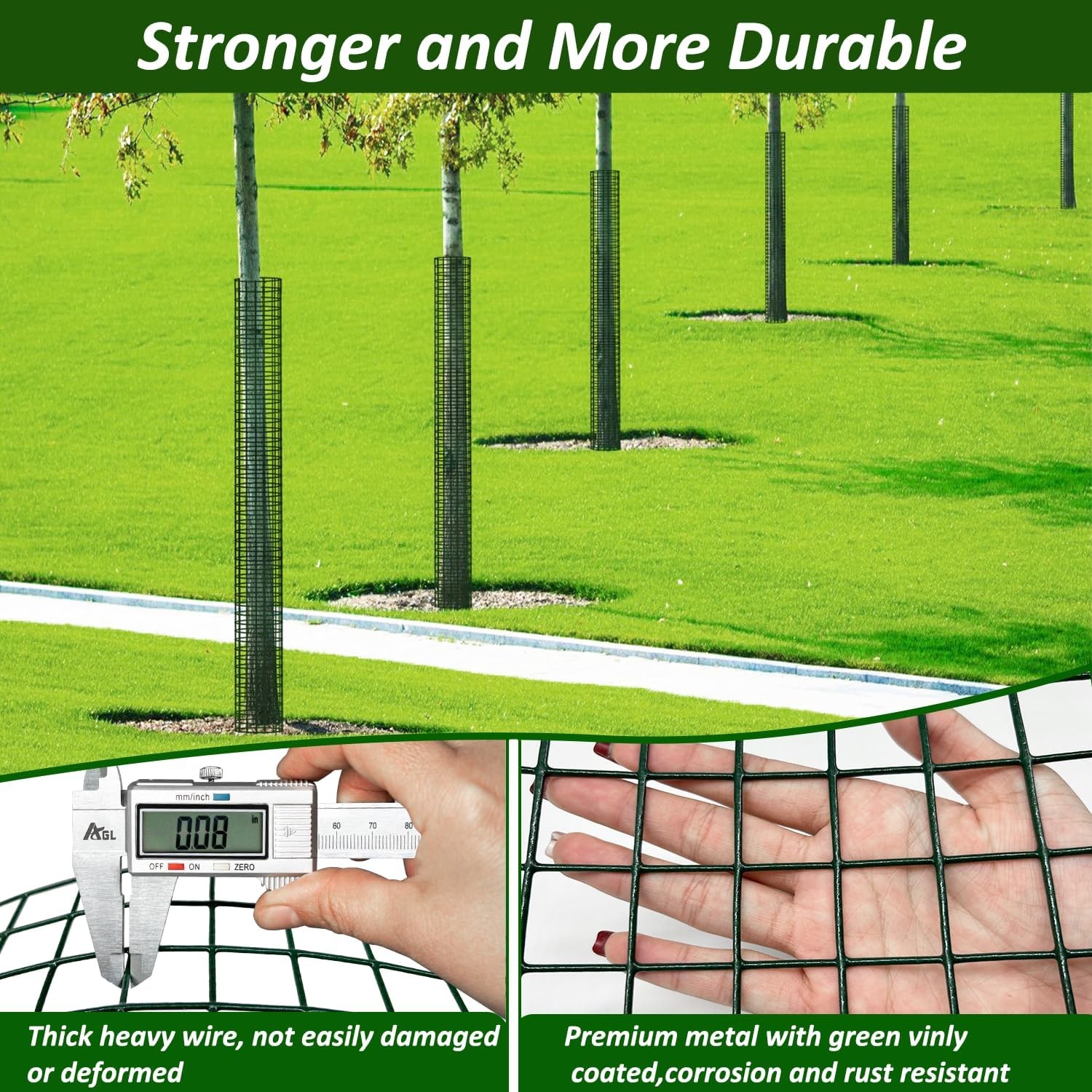 48" metal tree trunk protector, 8-Pack mesh tree guard set with Zip Ties, Stakes