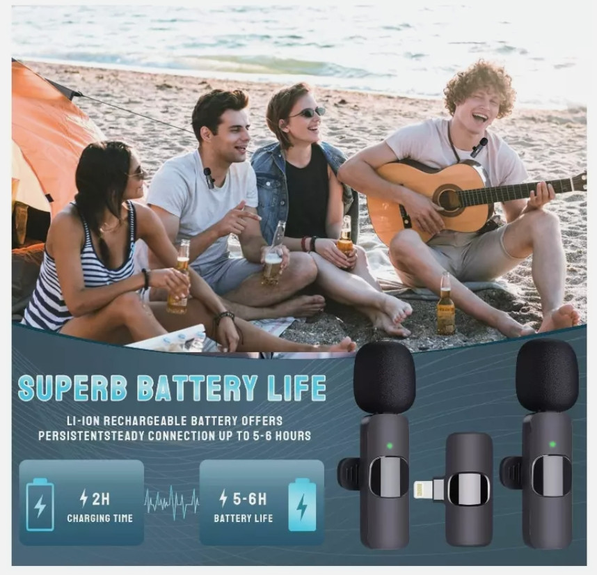 Lavalier Microphone Wireless Audio Video Recording Mini Mic For iphone lighting