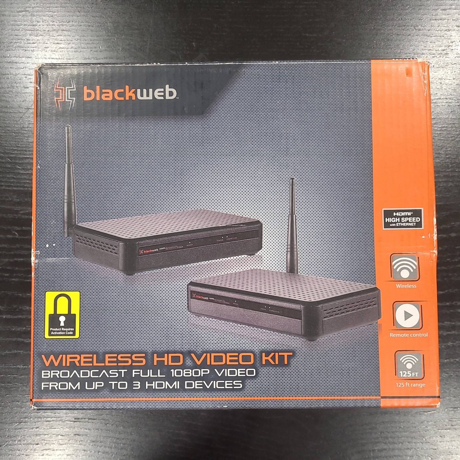 Black Web Wireless HD Video Kit Broadcast Full 1080P Video from 3 HDMI Devices