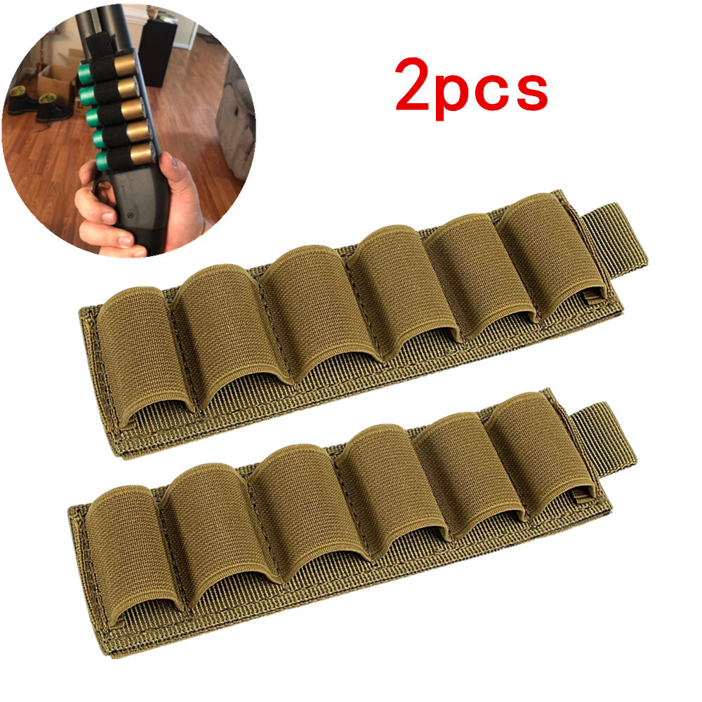 2pcs Tactical Shotgun 6 Rounds Holder Card Strip Belt Mag Holster for 12 Gauge