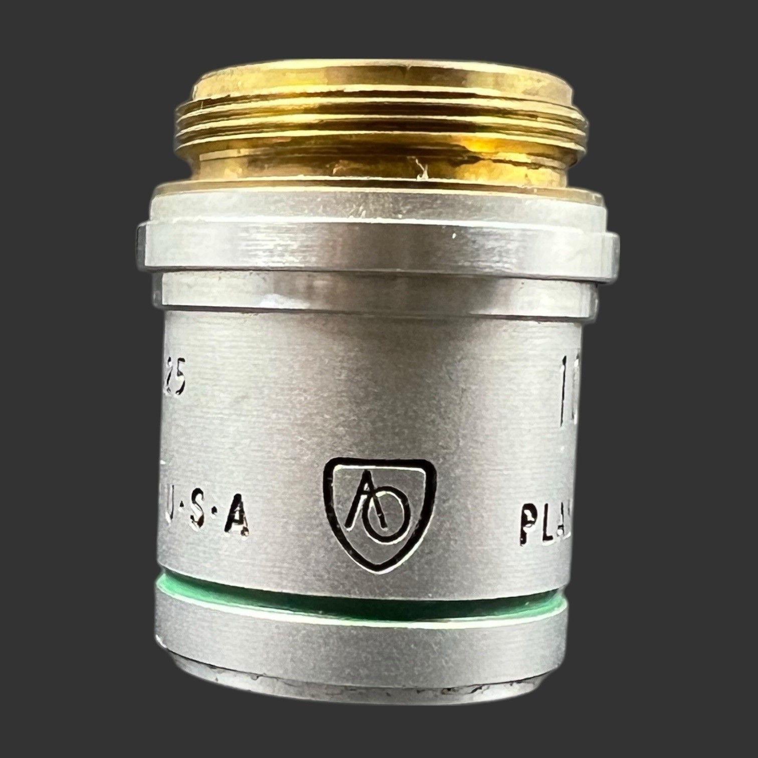 AO American Optical 10/.25 Plan Achro Microscope Objective Lens Cat.1019 Austria