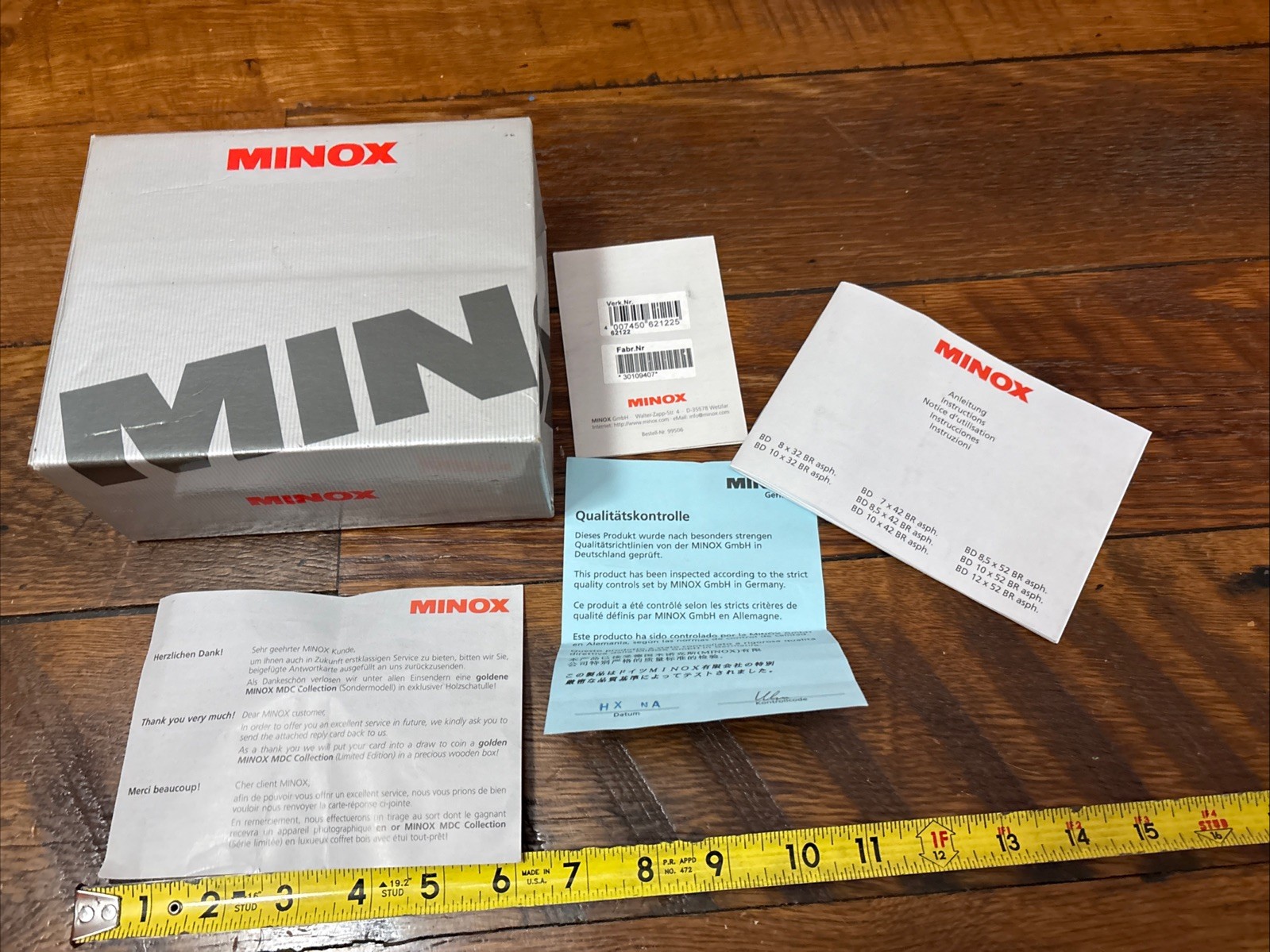 Minox BD 8x32 ALT BR Binoculars Binocular Box & Paperwork Only!