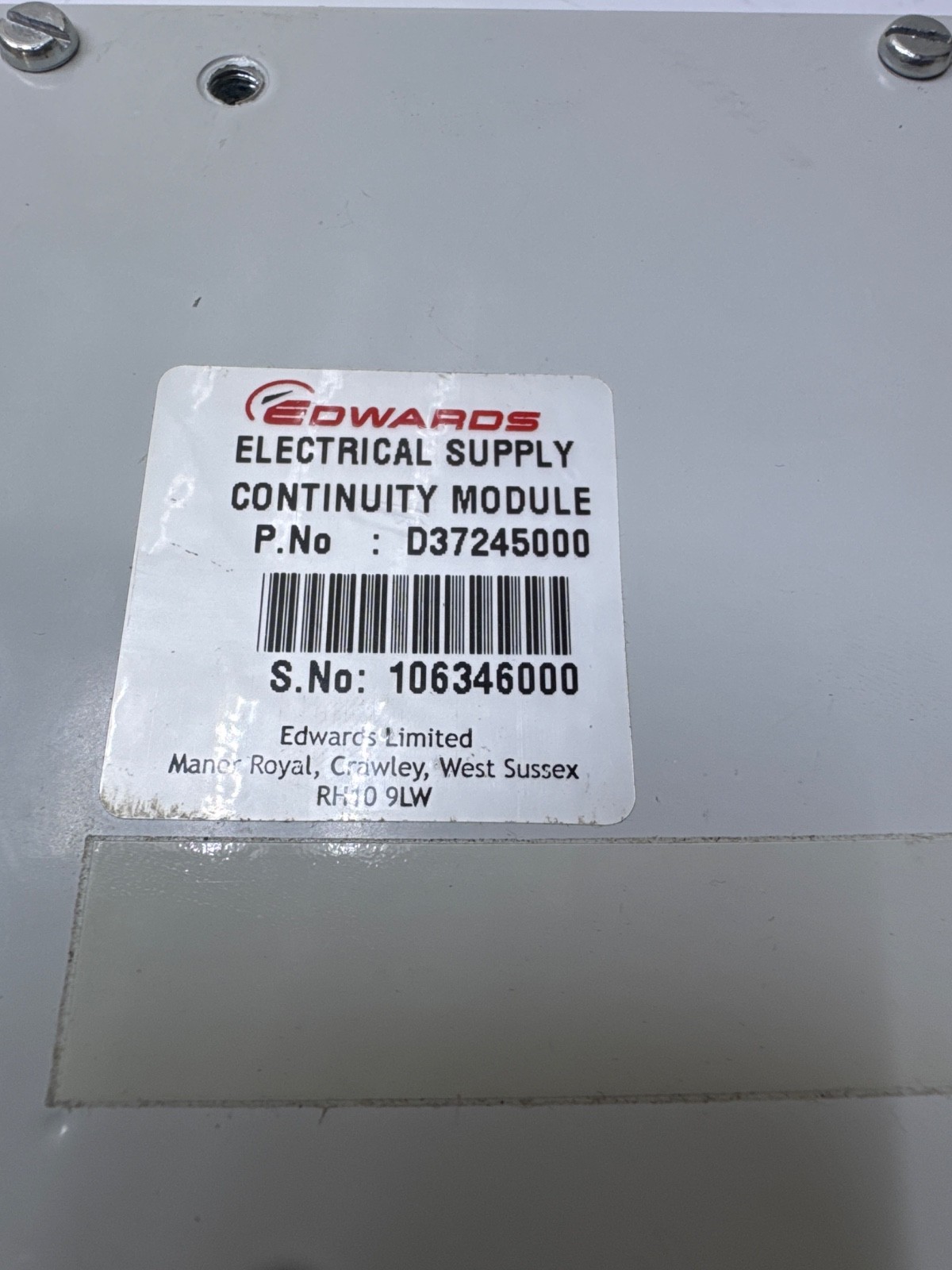 Edwards D37245000 Electrical Supply Continuity Module