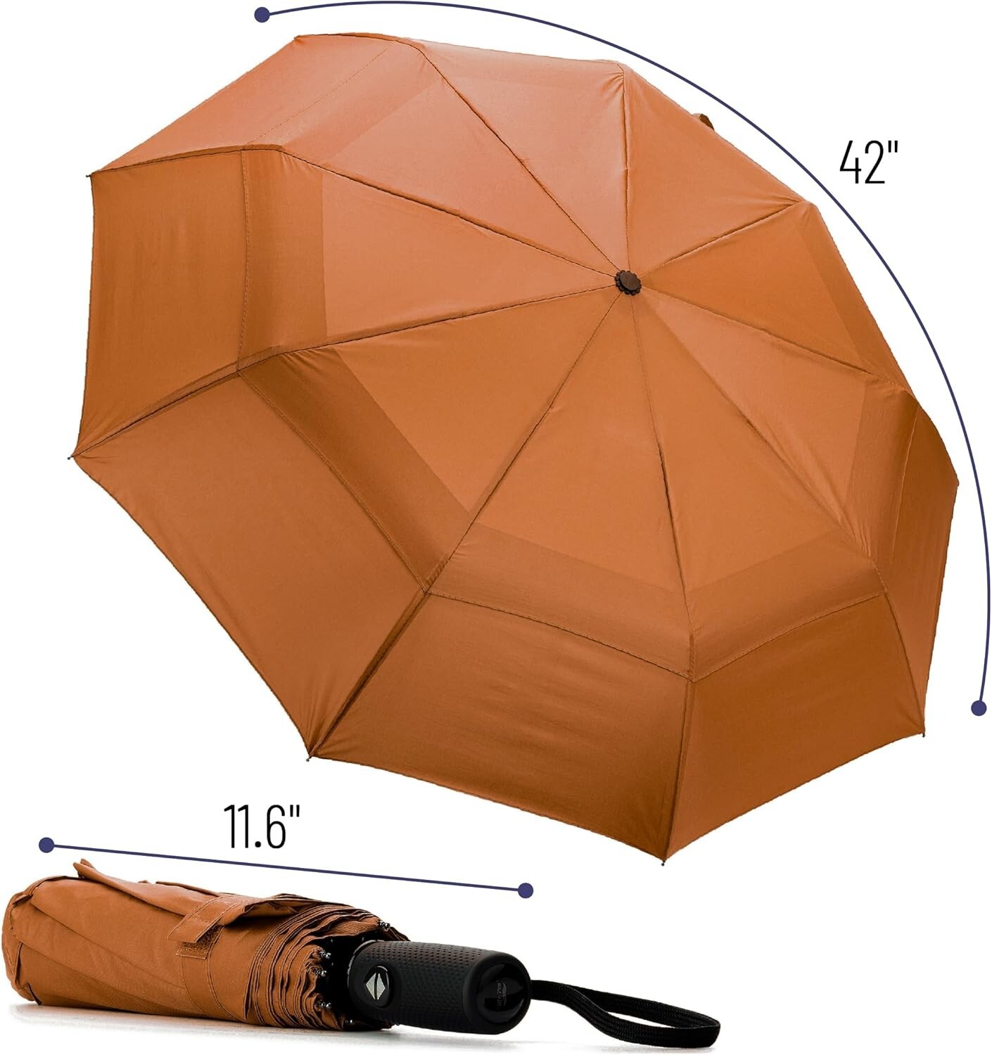 42-Inch Automatic Windproof Umbrella for Reliable Rain Coverage - Tawny Glow