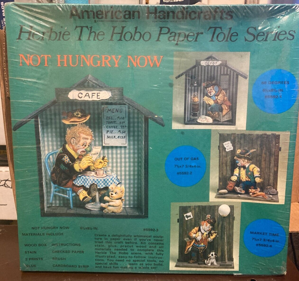 Herbie the Hobo Paper Tole Series Kit Not Hungry Now American Handcrafts VTG