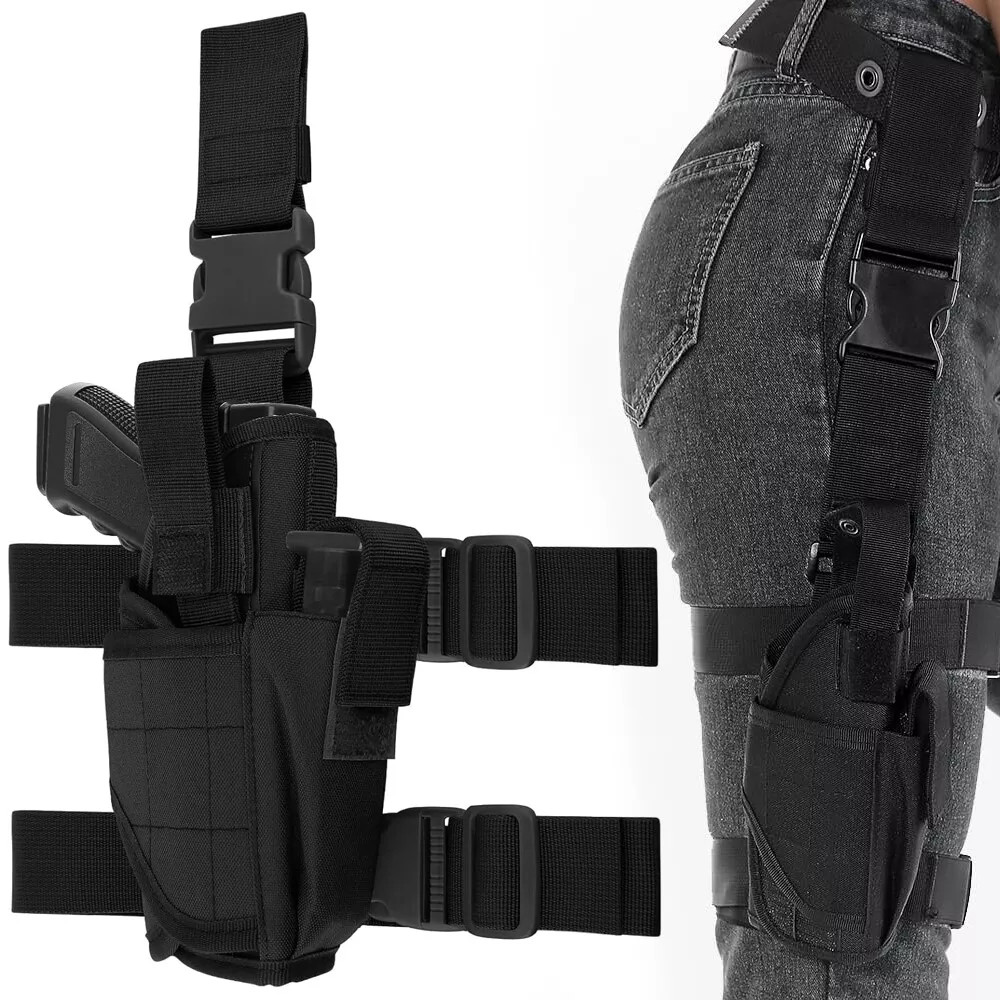 Tactical Drop Leg Holster Adjustable Thigh Gun Pouch Right Hand Pistol Gun Pouch