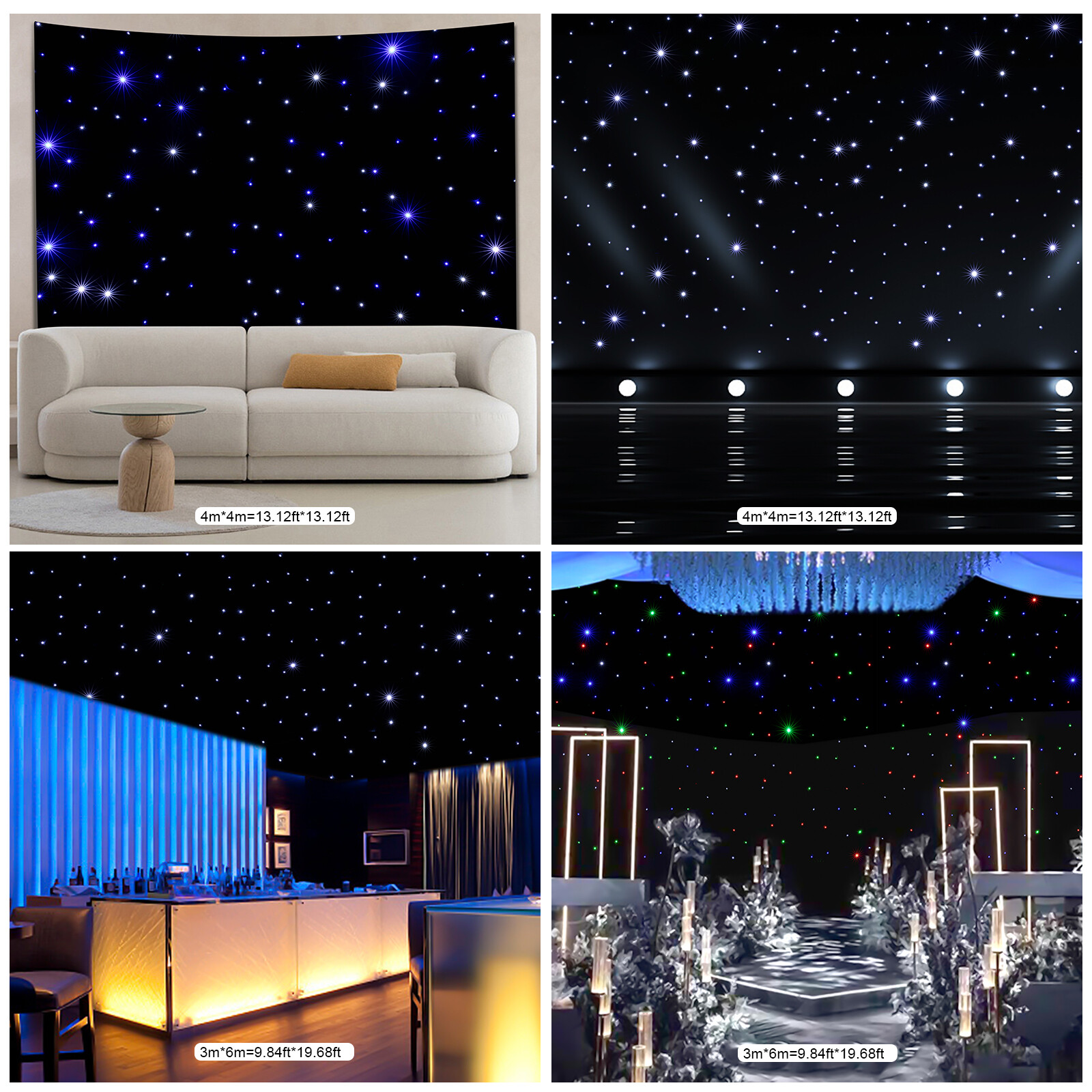 20x10FT LED Star Stage Backdrop Star Curtain Background Starry Sky DMX512 Remote