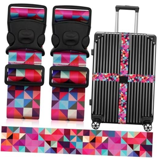 2 Pack Luggage Straps for Suitcases, Adjustable Travel 24020 Colorful Block