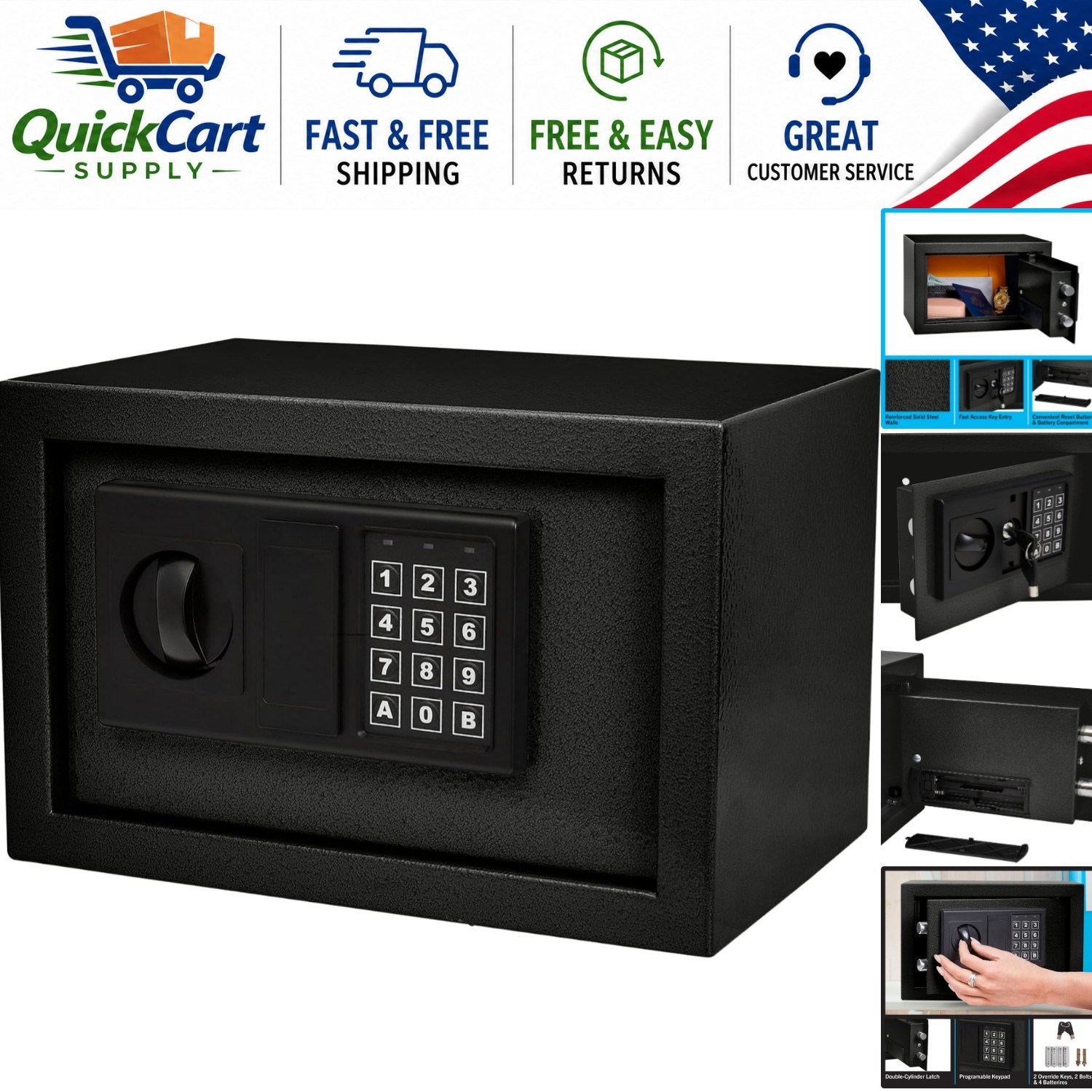 Sturdy Electronic Safe for Home & Office - 5.3 Cubic Feet Capacity, Black