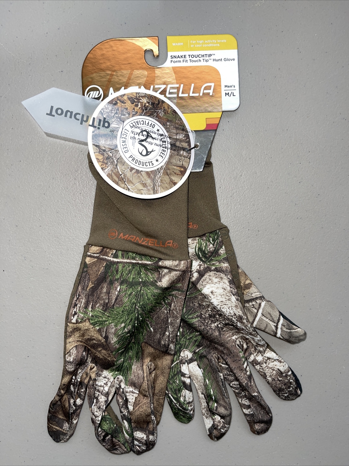 Manzella Gloves Snake Touch Tip Lightweight Glove Realtree Med/Large