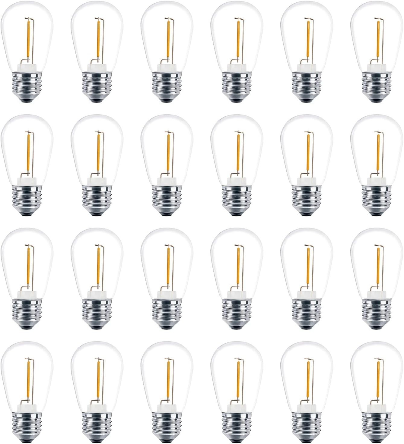 24 Pack LED S14 Replacement Light Bulbs, Shatterproof Outdoor E26 Warm White