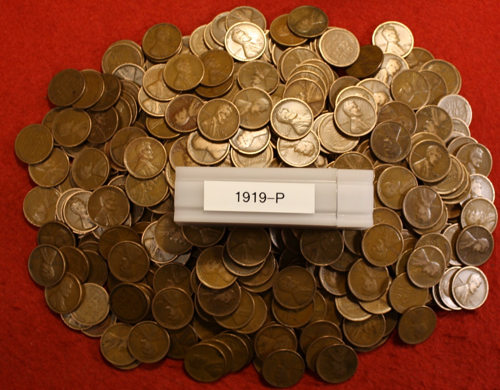 1919-P Lincoln Wheat Cent Penny 50 Coin roll Circulated