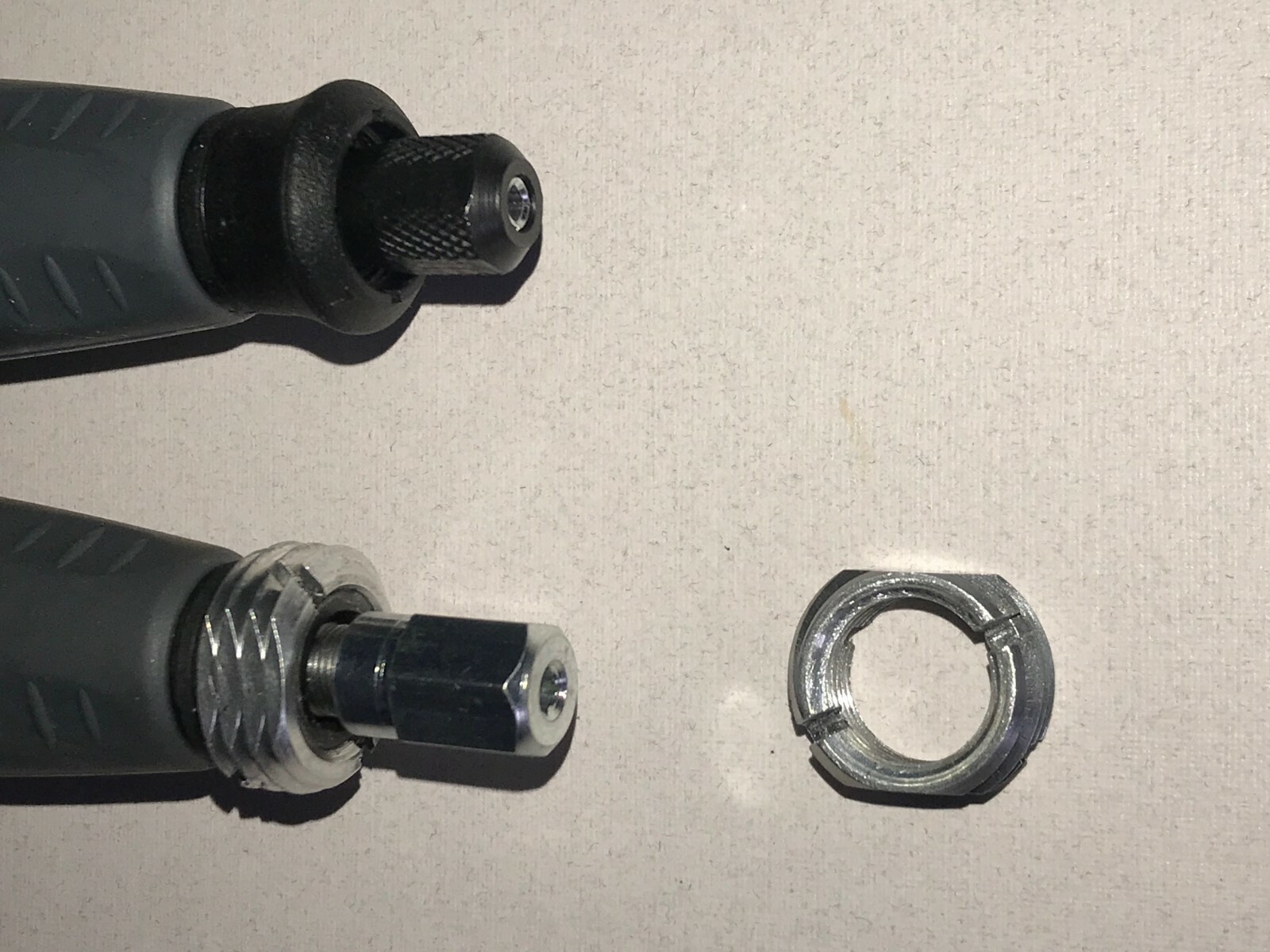 Threaded adapter join multiple rotary tool flex shafts together. Longer cable