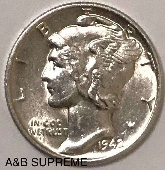 (1) Mercury Dime Au-Bu Uncirculated 90% Silver