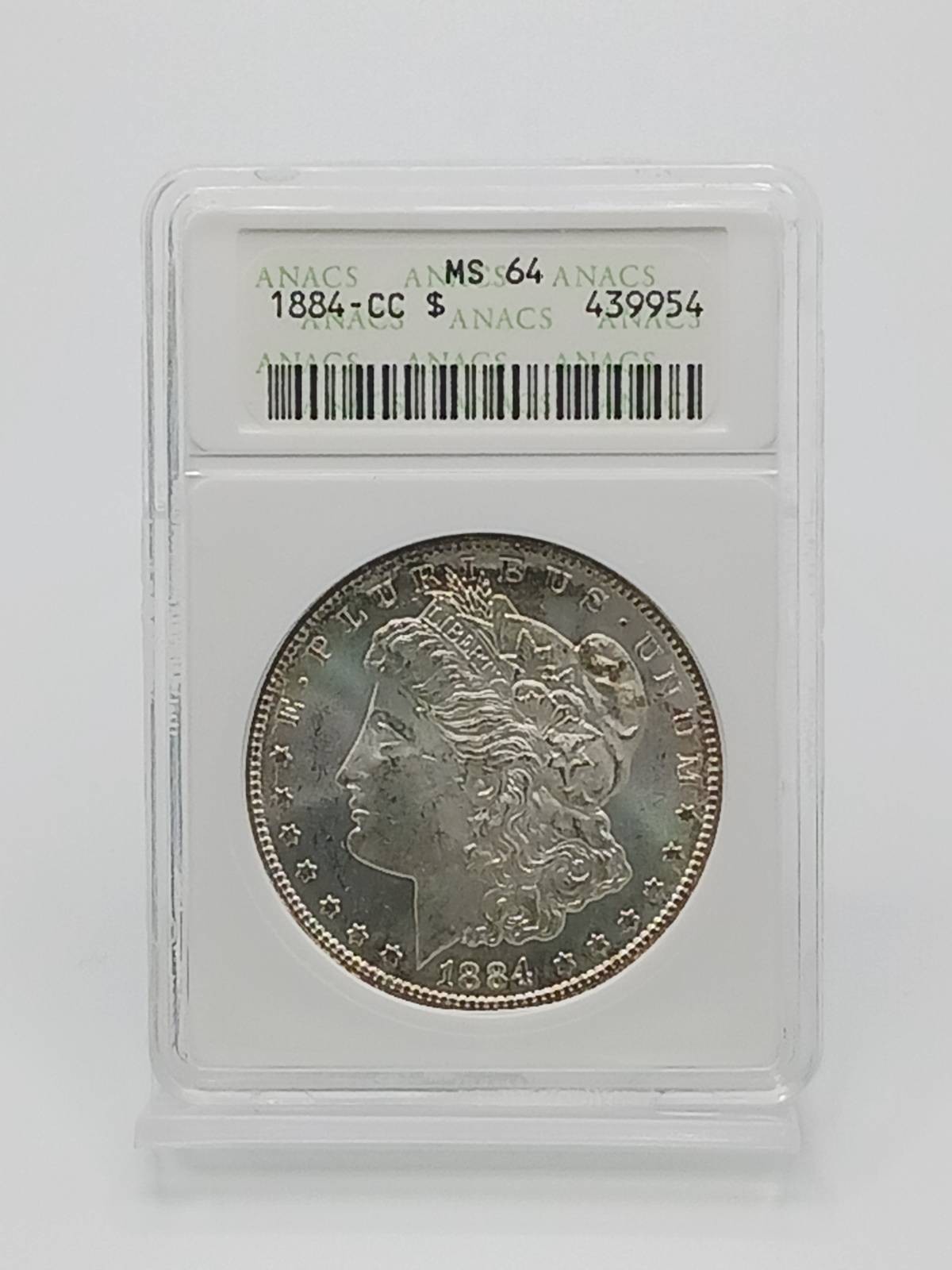 1884 CC Morgan Silver Dollar ANACS MS-64 ANACS Soap Box Holder