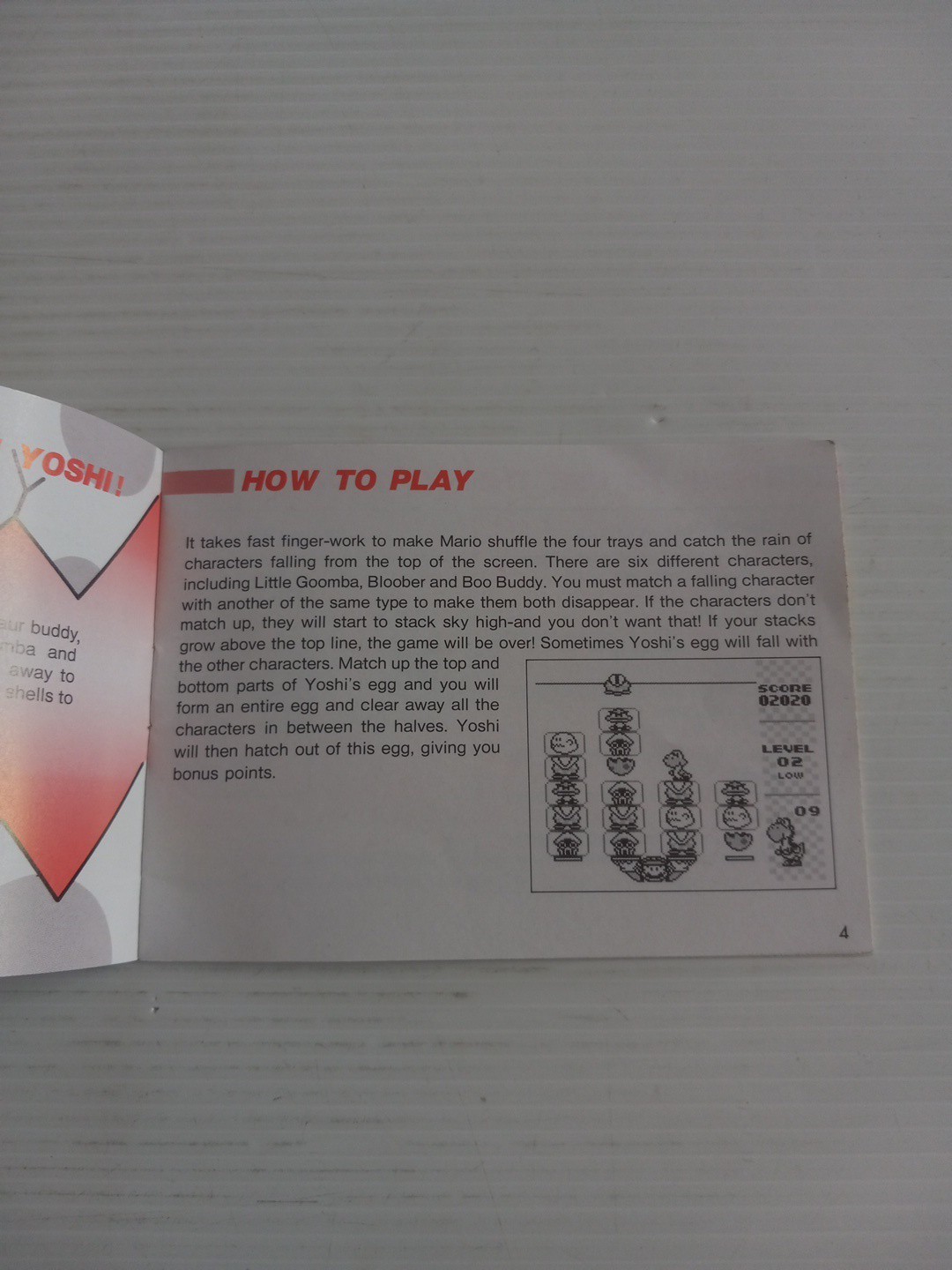 Game Boy Yoshi Instruction Booklet