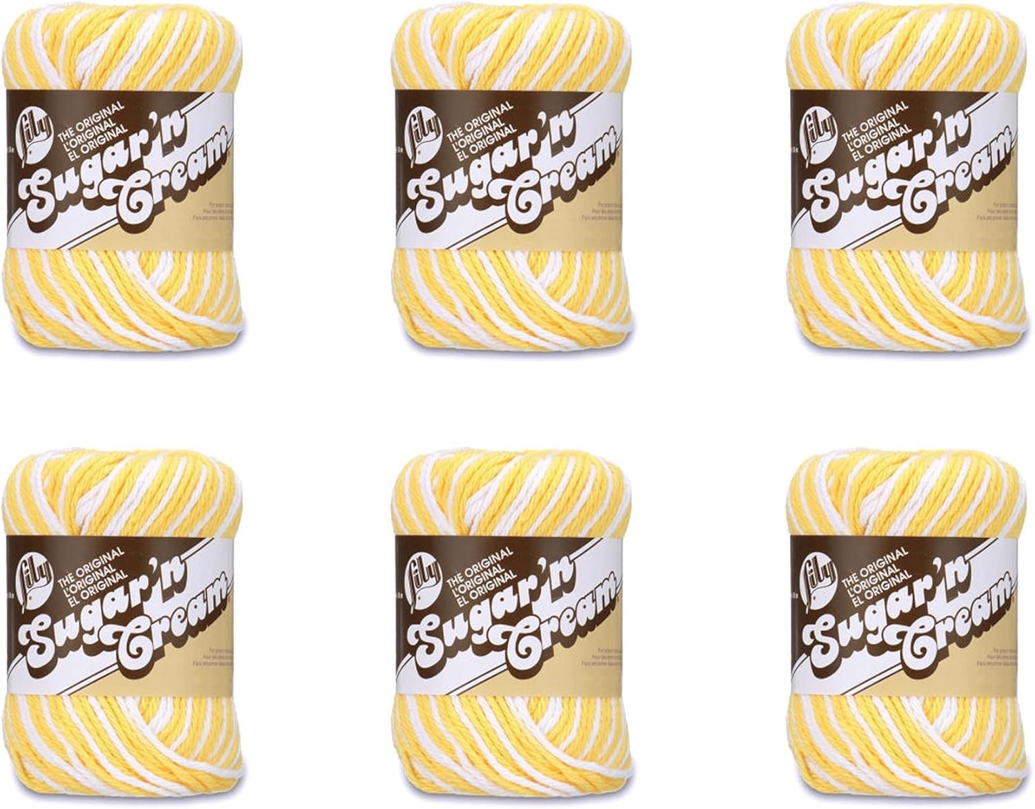 Lily Sugar'N Cream Daisy Yarn 6-Pack Cotton Worsted 95 Yards Knitting Crochet