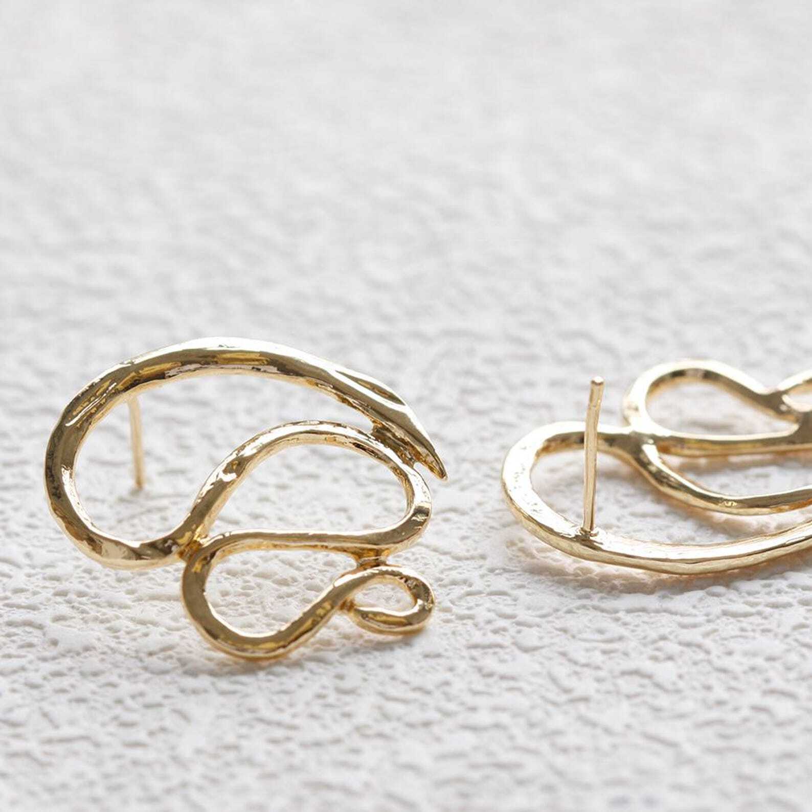 One Pair Solid Brass Earring Post with Sterling Silver Pin-Irregular (4901C-I)