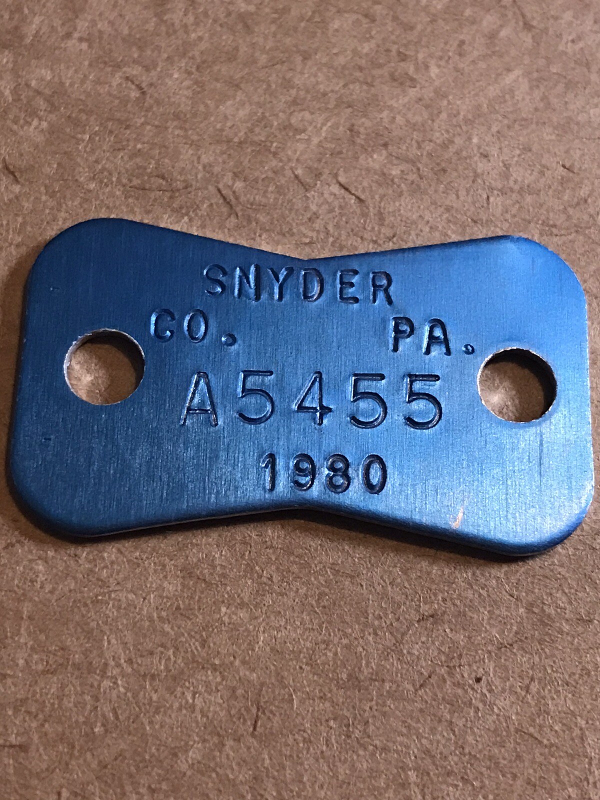 1980 Dog License Tag - Snyder County, Pennsylvania