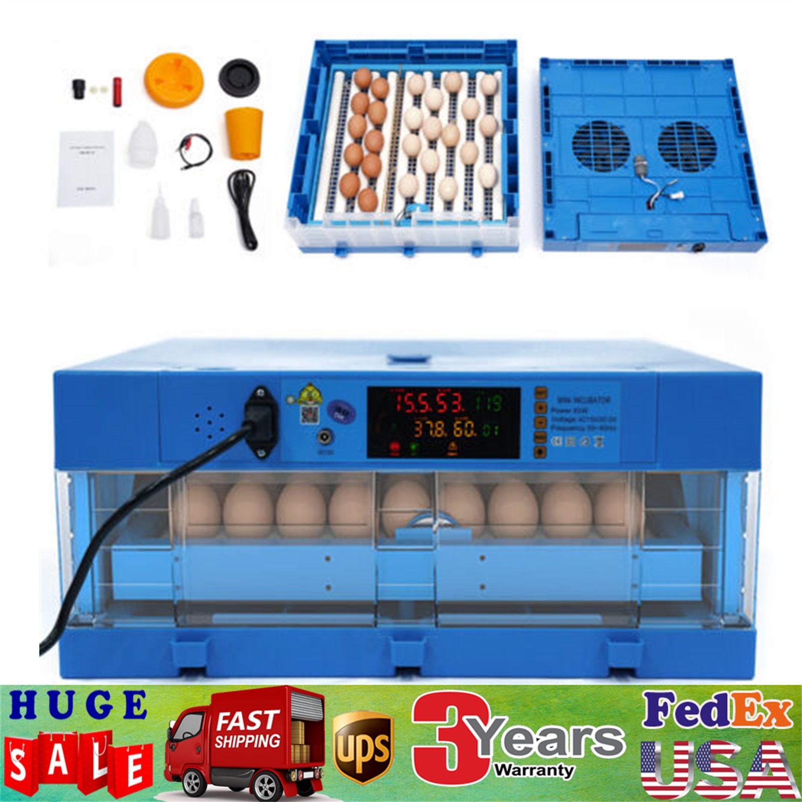 64 Eggs Incubator Automatic Digital Chicken Egg Hatcher Temperature Control US