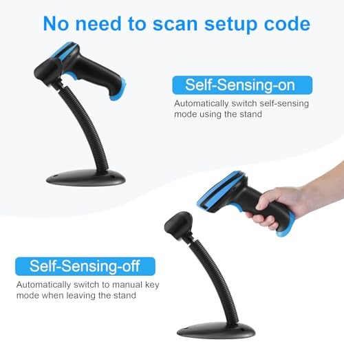 Barcode Scanner Wireless 1D Laser Bar Code Scanners with Stand 2.4G 652wl
