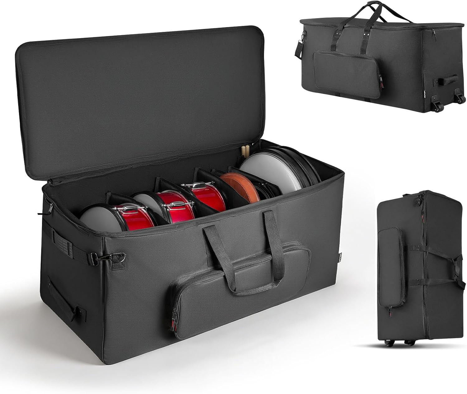Electronic Drum Kit Bag, 600D, Padded Drum Bag with Wheels, Large 36.2 X 16.5 X