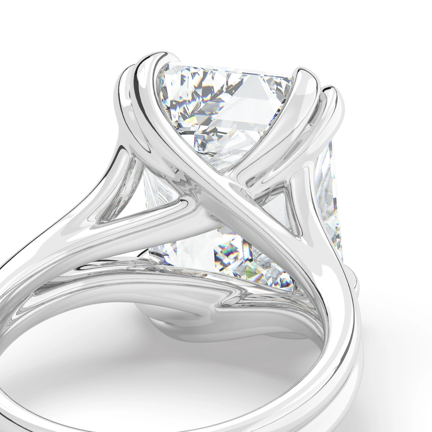 Emerald Diamond Engagement Ring Platinum Labgrown 10 Ct Solitaire