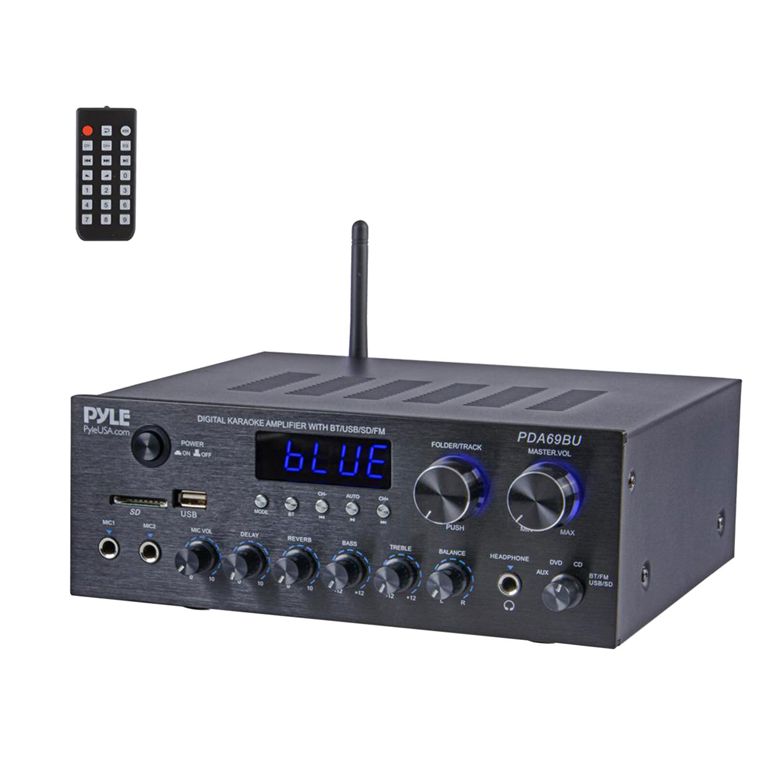 Pyle PDA69BU Bluetooth MP3/SD Home Amplifier Receiver, 4x 3.5" 200W Max Speakers