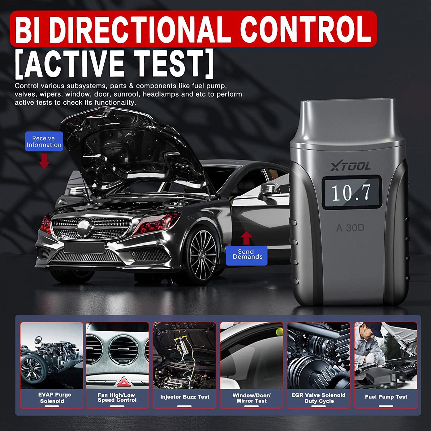 XTOOL A30D OBD2 Scanner All System Bidirectional Diagnostic Scan Tool 14+ Resets