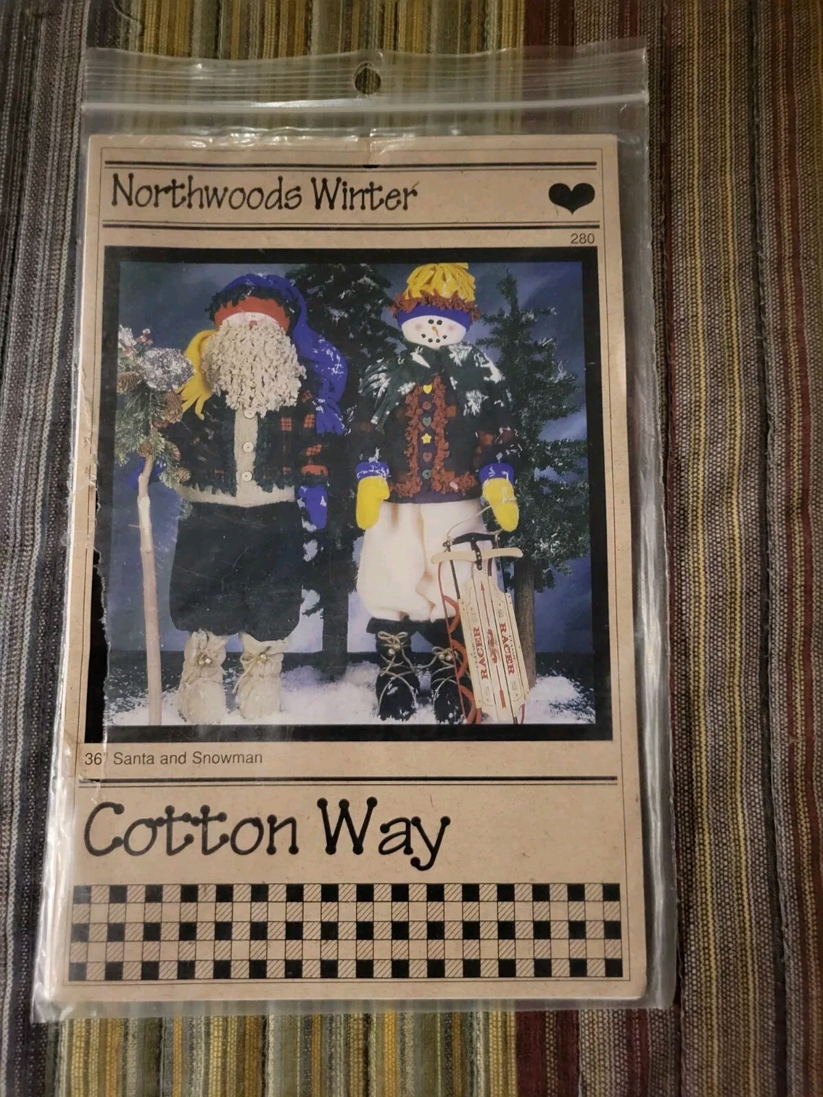 Northwoods Winter 36" Santa & Snowman by Cotton Way - Christmas Vintage Uncut