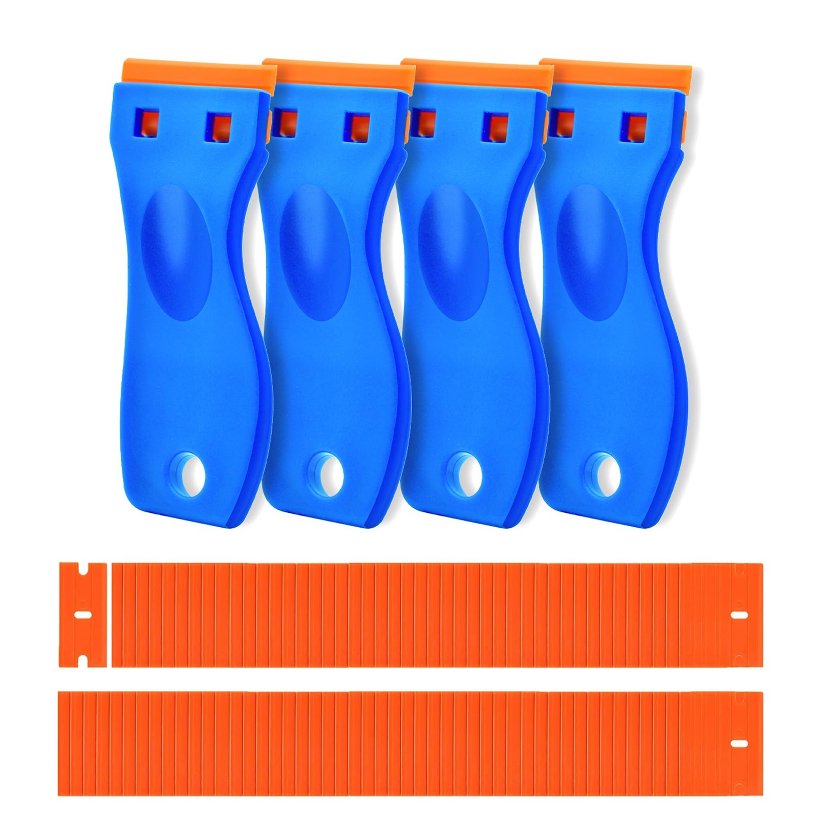 4 Pcs Plastic Razor Blade Scraper and 120 Pcs Blades, Remove Label Decal Tool...