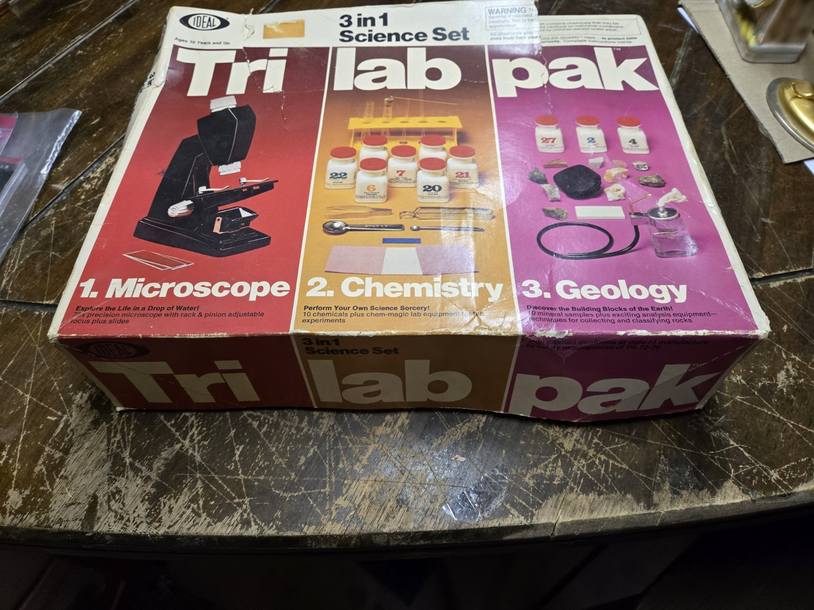 ​Vintage 1982 Ideal Gabriel Tri Lab Pak 3 in 1 Science Set Microscope Chemistry