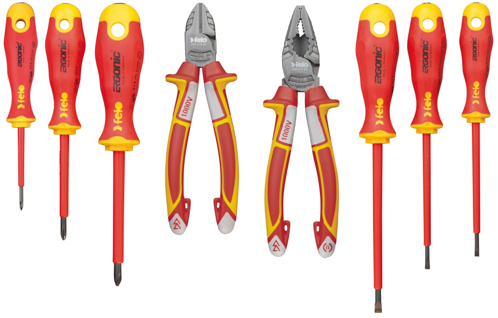 Felo 8 Piece XL Insulated Tool Set - Pliers and Screwdrivers