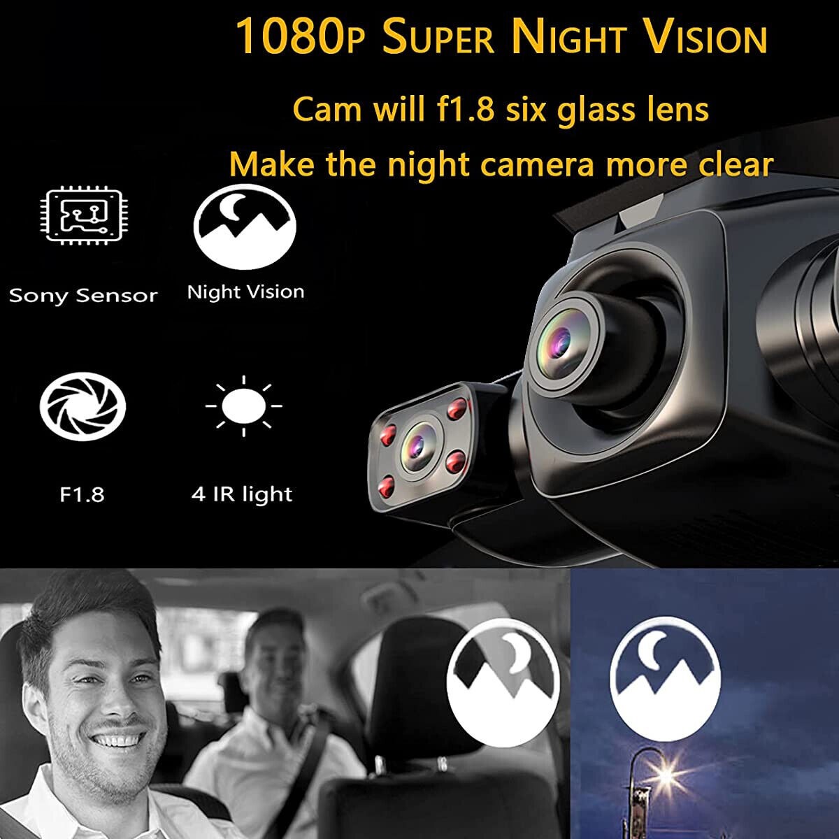 WiFi360° Dash Cam Recorder 4 Channel 1080P Car Camera DVR Vehicle Video G-Sensor