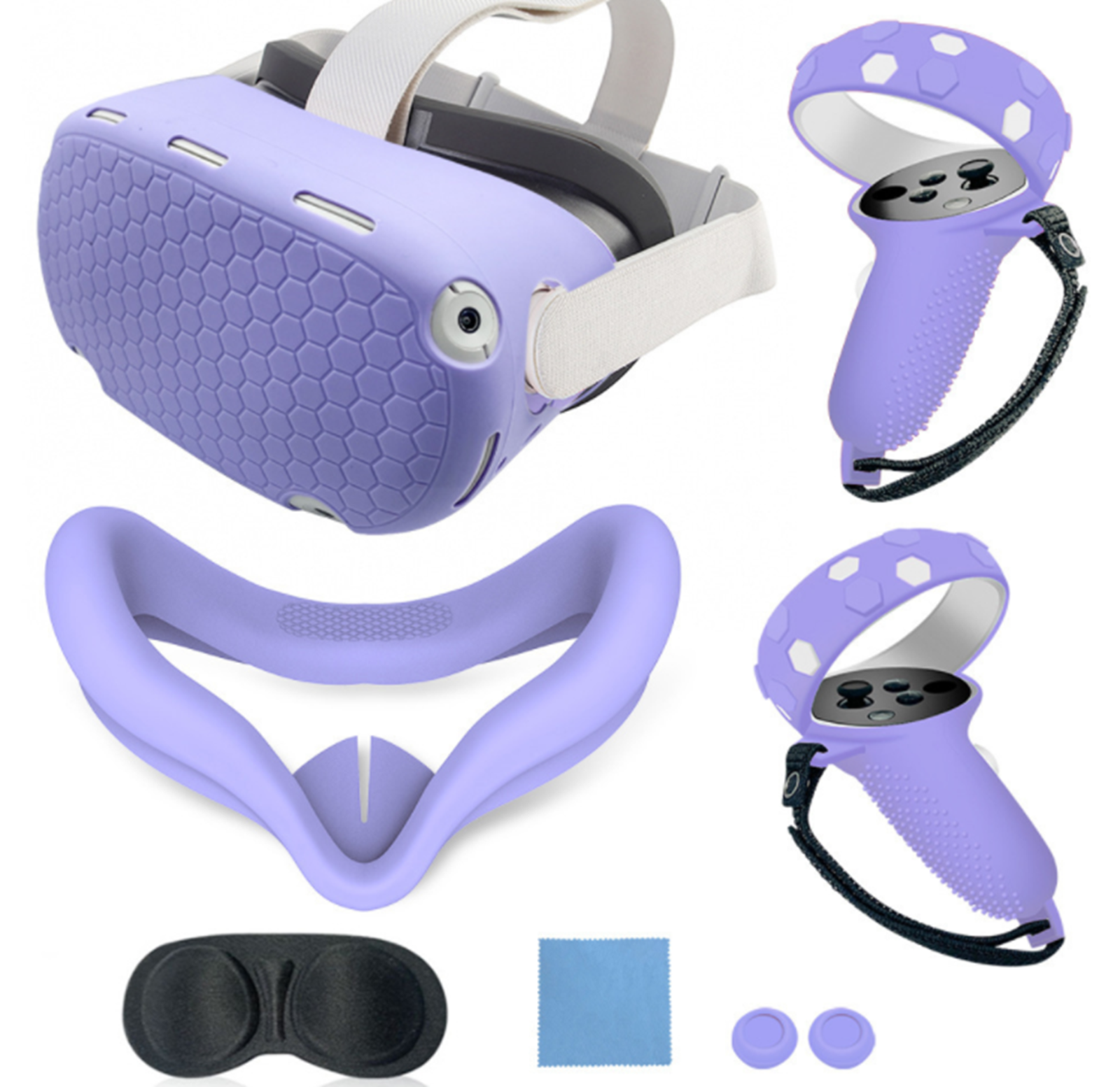 10PCS Silicone Accessories Set for Oculus Quest 2 VR Face Controller Grip Covers
