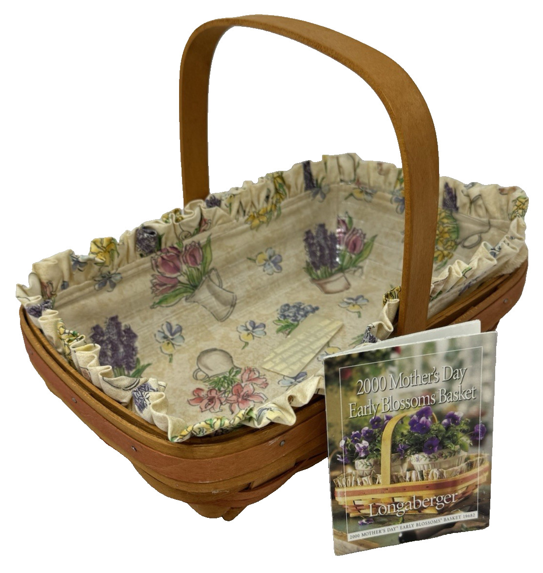Longaberger 2000 Mother’s Day Early Blossoms Basket W/ Protector Liner Pamphlet