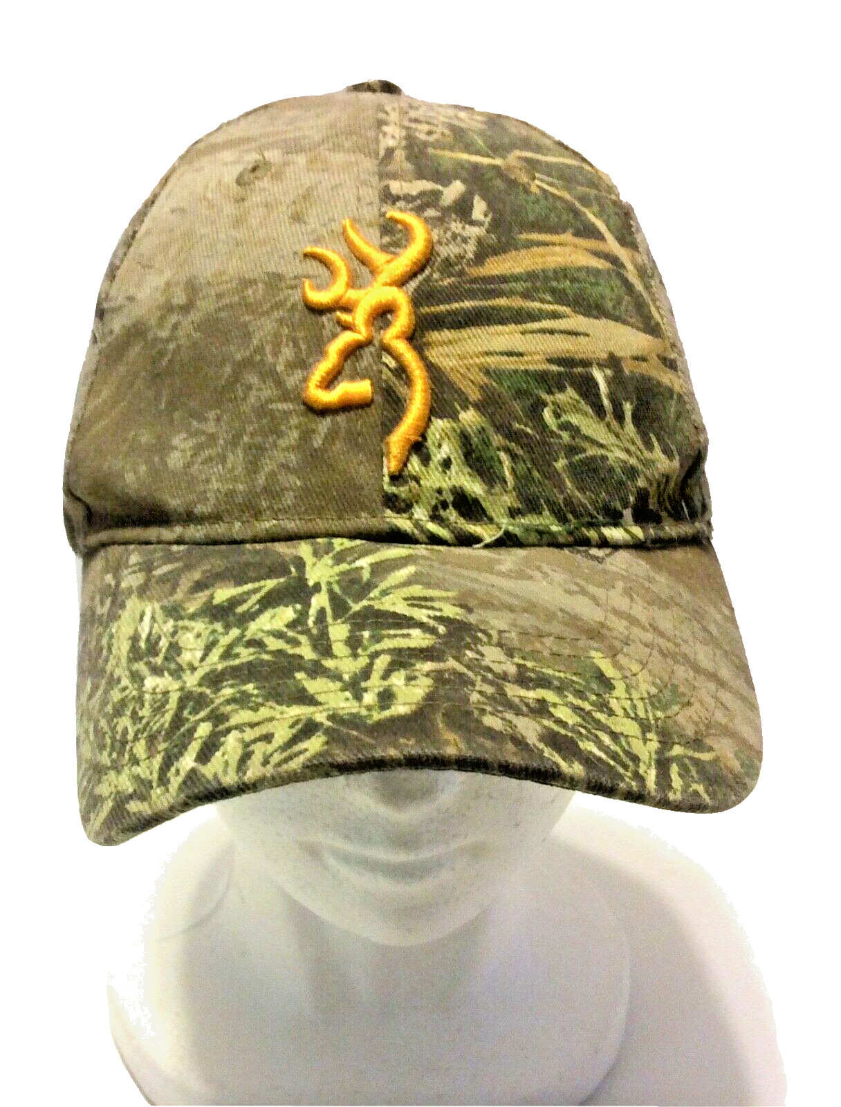 Browning Logo Strapback Hat Green Cameo Hunting Fishing Embroidered