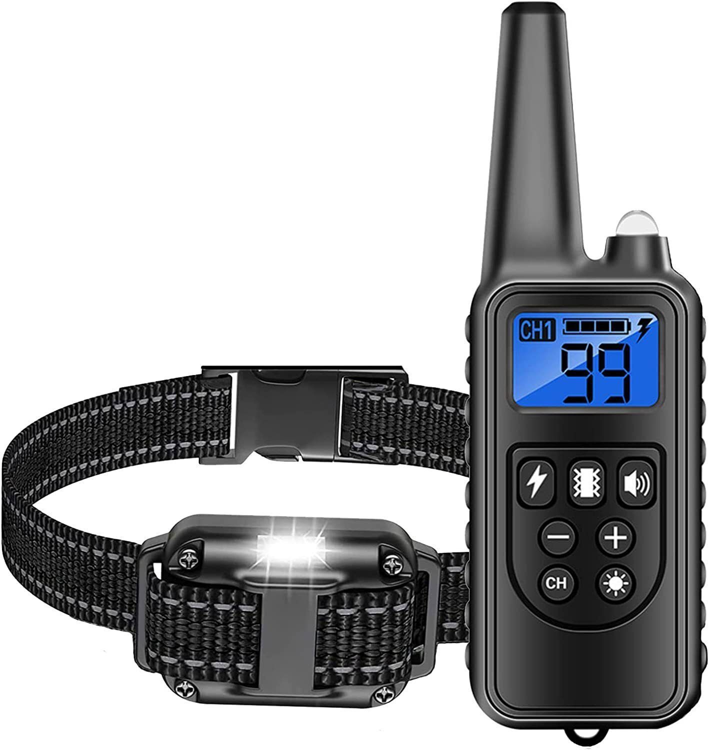 875yd Dog Training Nylon Collar Rechargeable Remote Shock Pet Trainer Waterproof
