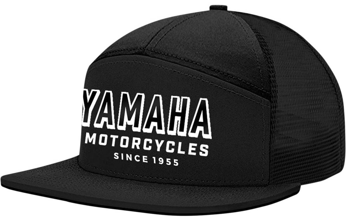 Licensed Yamaha Moto Camper Flat Bill Snapback Hat Black