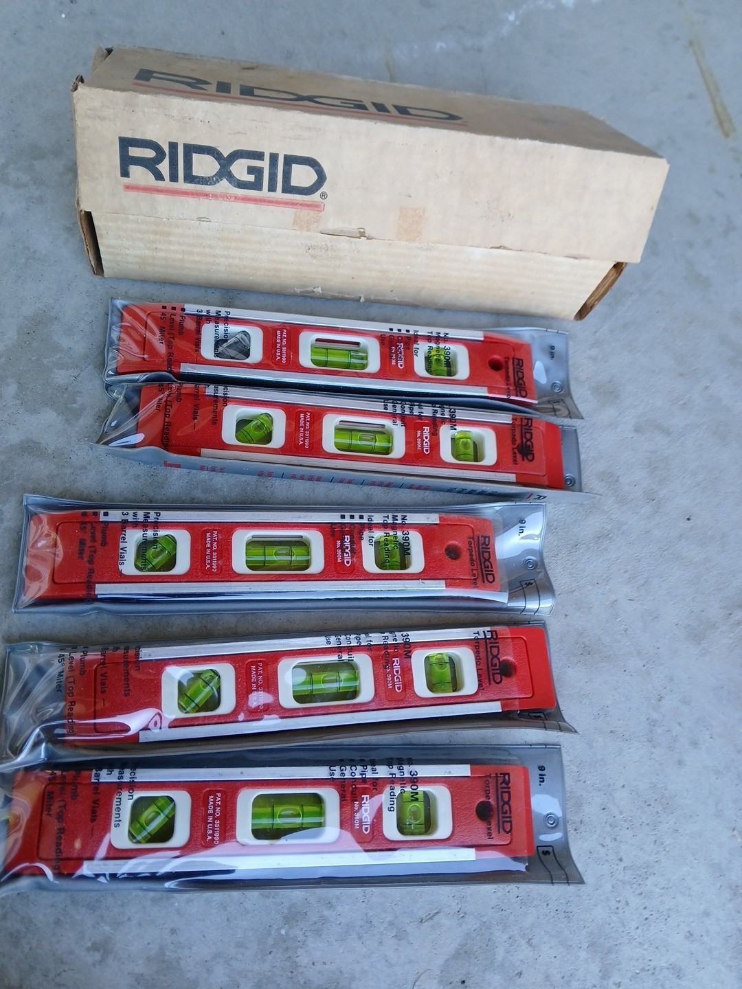 Ridgid Torpedo 9 Inch Level Model 390M Magnetic Lot Of 6 New Old Stock NOS