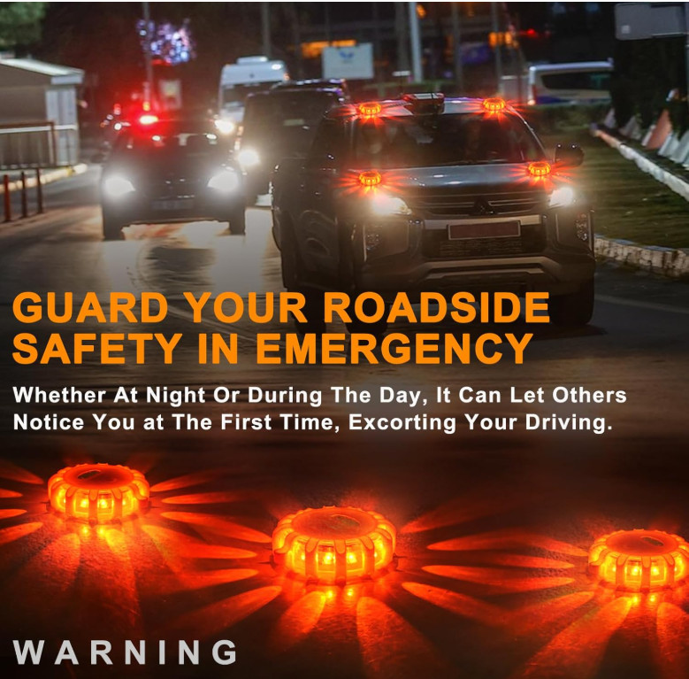 Paquete De 4 Luces LED De Emergencia Para Carretera Con Base Magnética De Gancho