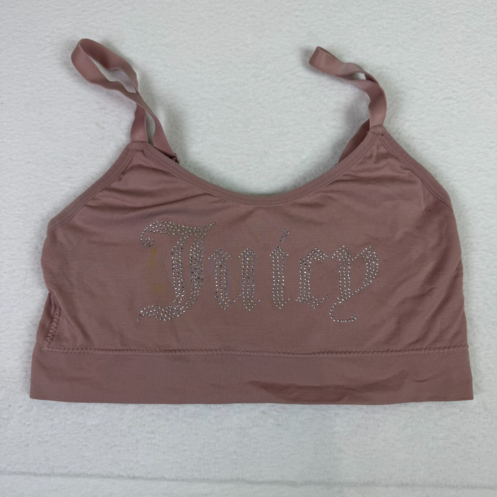 Juicy Couture Sports Bra Bralette Size 1X Pink Rhinestones Stained