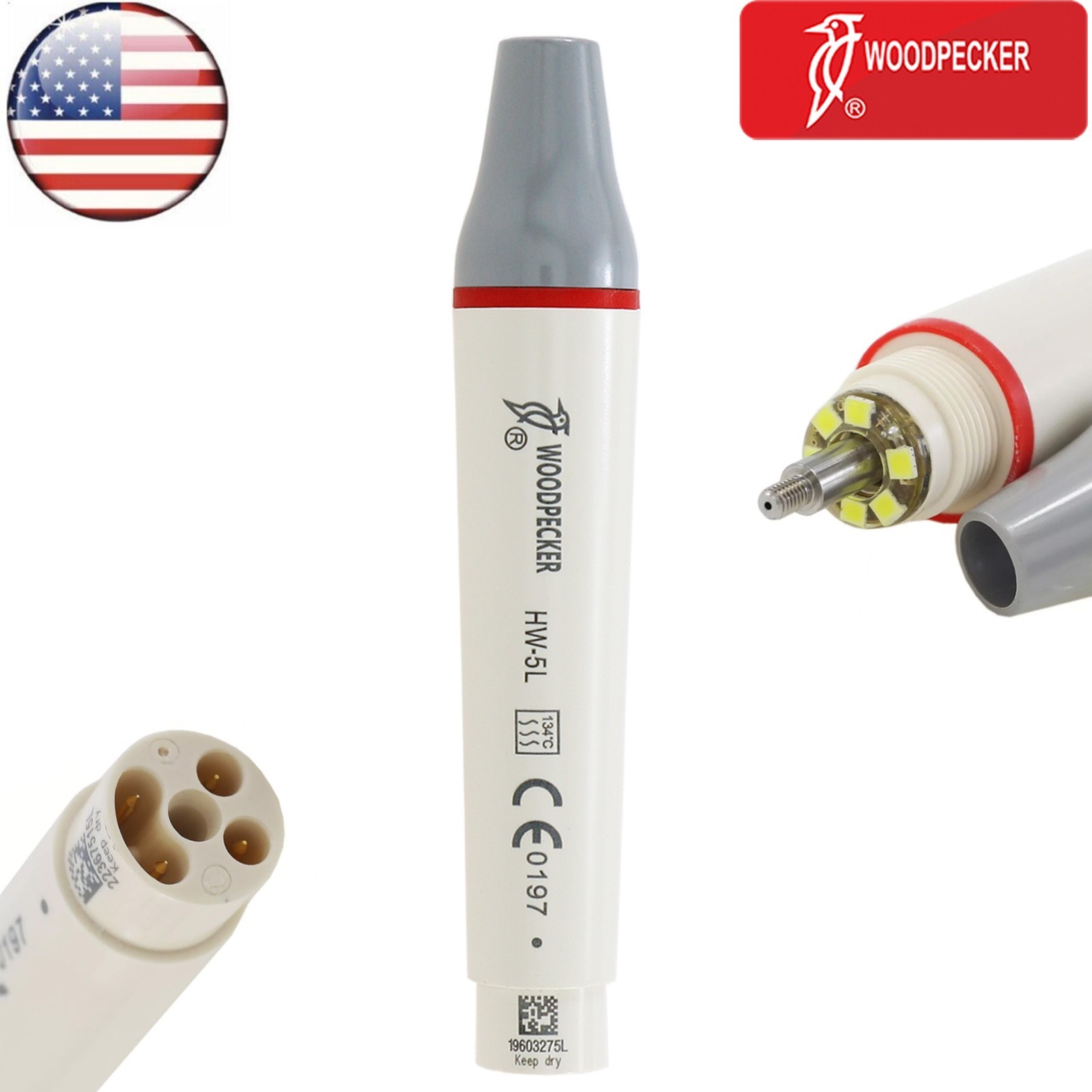 US Woodpecker Original Dental Ultrasonic Piezo Scaler LED Handpiece HW-5L EMS