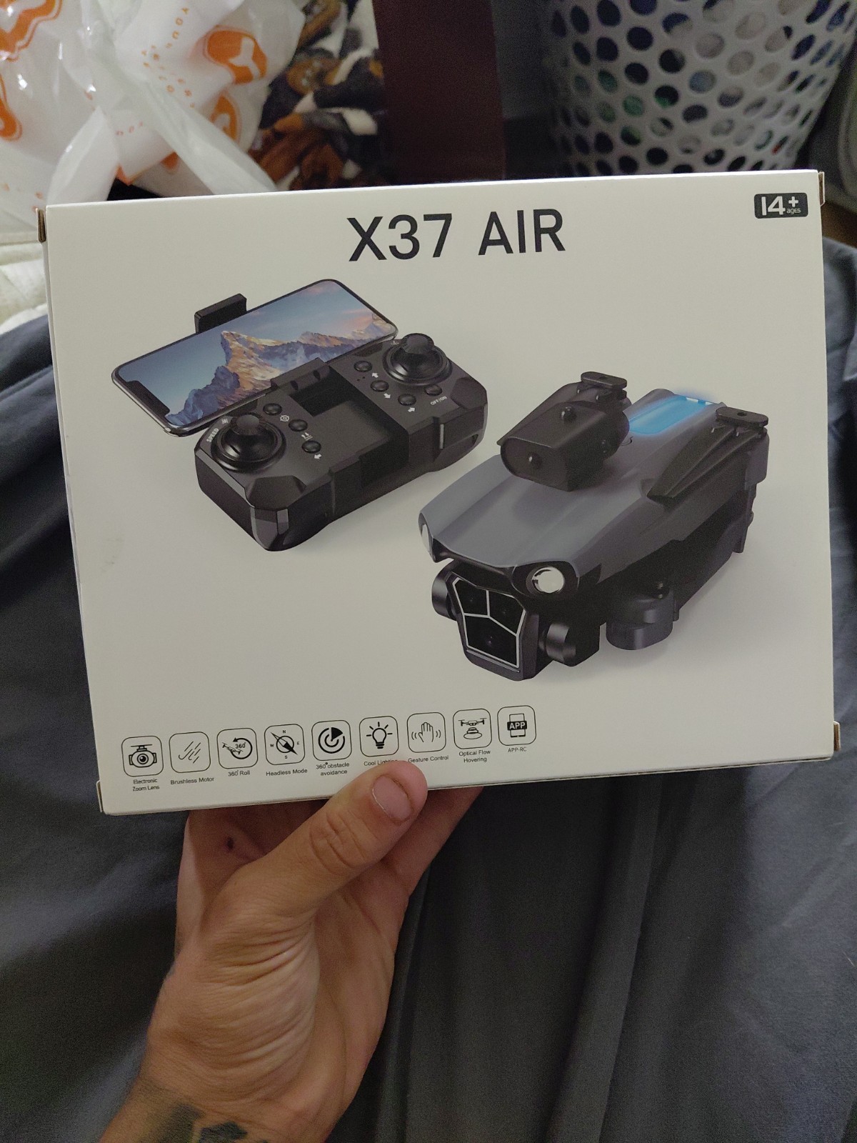 X37 AIR Foldable RC Quadcopter Drones, Black, Electric, 200