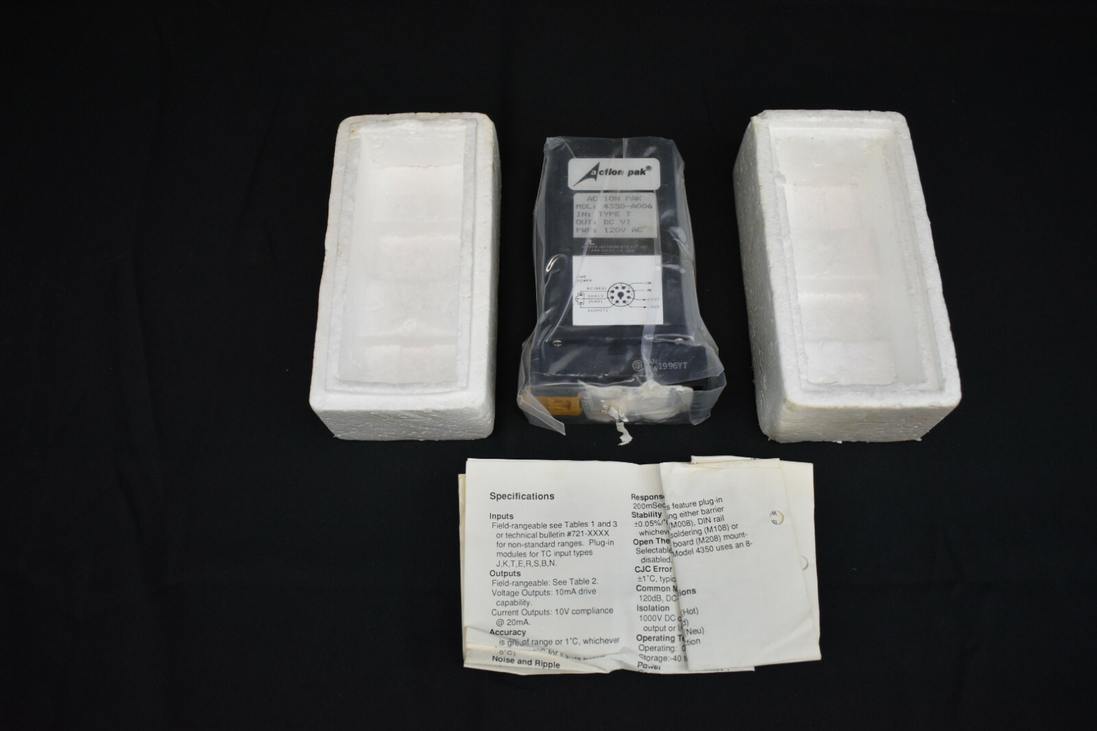 Action Pak 4350-A006 Programmable Isolating Transmitter Type-T 120VAC